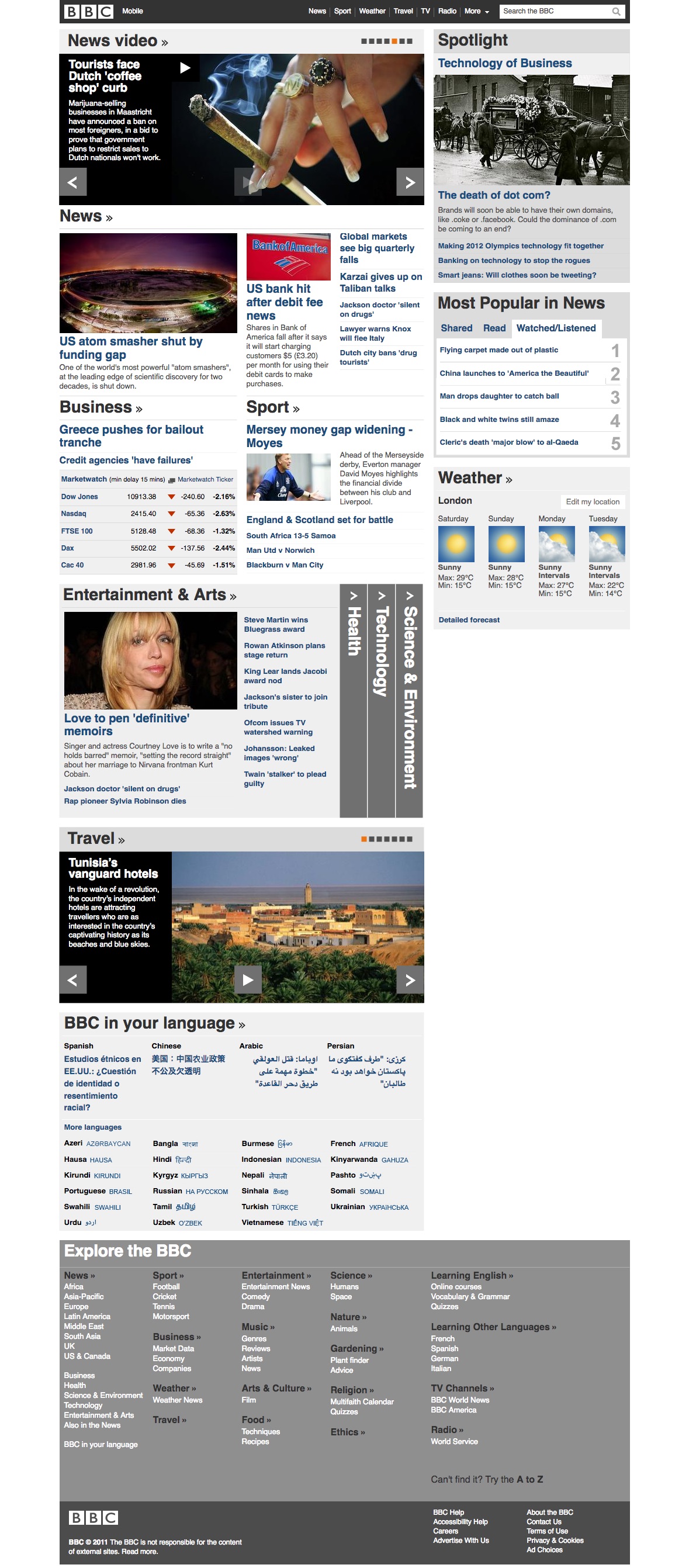 BBC.co.uk homepage (2011)